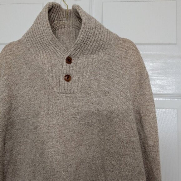 J Crew Shawl Collar Sweater Womens Size Medium Beige Neutral 100% Lambswool Knit - Picture 2 of 10